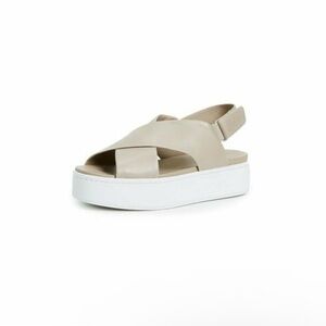Vince Weslan Women's Beige Platform Sandals Leather Criss Cross Straps Size 8.5